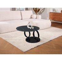 Vente-unique Coffee Table With Swivelling Trays - Ceramic & Tempered Glass - Black in Clear