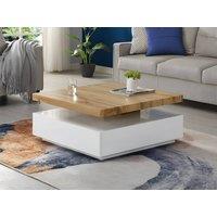 Vente-unique 1 Drawer & Swivelling Tray Coffee Table - MDF - Colour: White & Oak in Light Oak
