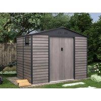 Vente-unique Galvanised Steel Garden Shed - Grey Wood Effect - 5.40 M - ADELMO