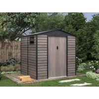 Vente-unique Galvanised Steel Garden Shed - Grey Wood Effect - 4.15 M - ADELMO