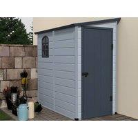 Vente-unique Lean-To Resin Garden Shed - Light Grey - 2.09 M - ALBERTO