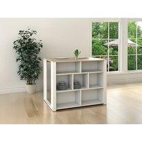 Vente-unique Central Kitchen Island With 7 Open Shelves - White & Natural - OPOLE in Light Oak