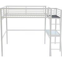 Vente-unique High Sleeper Bed 140 X 190 Cm - Desk Platform - White - CASUAL II | Size: Double