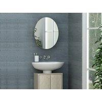 Vente-unique Oval Wall-Mounted Bathroom Cabinet With Mirror - Oak - RURI in Light Oak