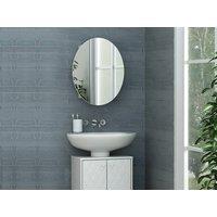 Vente-unique Oval Wall-Mounted Bathroom Cabinet With Mirror - White - RURI