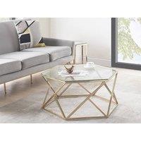 Vente-unique Tempered Glass & Stainless Steel Coffee Table - Gold - KERIANE