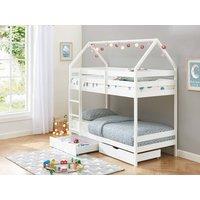 Vente-unique Cabin Bunk Beds 2 X 90 X 190 Cm - 2 Drawers - Pine - White - CHORI | Size: Single