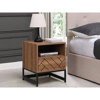 Vente-unique Bedside Table With 1 Drawer & 1 Open Compartment - MDF & Steel in Walnut