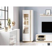 Vente-unique MURARI Display Cabinet - 1 Door - With Leds - Gloss White & Oak in Light Oak