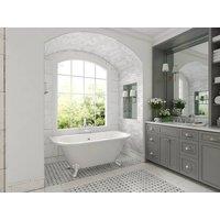 Vente-unique Retro Back-To-Wall Bathtub With Eagle Claw Feet - 150 X 74 X 61 Cm in White