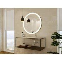 Vente-unique Round Illuminated Black Bathroom Mirror With Leds - D80 Cm - NUMEA