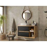 Vente-unique Wall-Hung Vanity Unit - Natural & Anthracite - 100 Cm - TIKITIKI in Light Oak