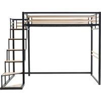 Vente-unique High Sleeper Bed 140 X 200 Cm - Metal & MDF - Black & Natural | Size: Double