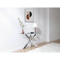 Vente-unique Tempered Glass & Chromed Metal Console Table - Transparent - COSIMA in Clear