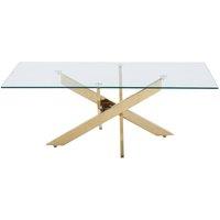 Vente-unique Tempered Glass & Gold Metal Coffee Table - Transparent - COSIMA in Clear