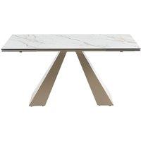 Vente-unique Extendable Dining Table for 6 To 10 People - Ceramic & Metal in Beige