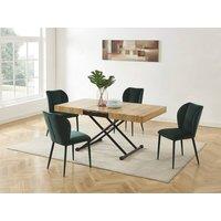Vente-unique Extendable & Adjustable 2 - In - 1 Table - MDF & Steel - Natural in Black