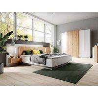 Vente-unique Bed With Bedside Tables 160 X 200 Cm - 2 Drawers - With LED Lighting in Light Oak | Size: Double