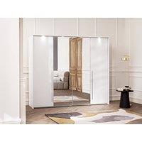 Vente-unique 2-Door Wardrobe - With Mirror & LED Lighting - W255 Cm - White