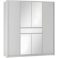Vente-unique Wardrobe With 6 Doors & 1 Drawer - With Mirror - W200 Cm - White