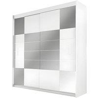 Vente-unique 2-Door Sliding Wardrobe - With Mirror - W203 Cm - White - ROVINJA
