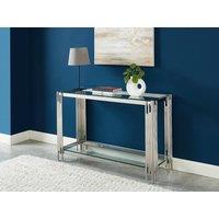 Vente-unique 1-Shelf Side Table - Tempered Glass & Stainless Steel - Chrome in Silver
