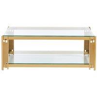 Vente-unique Tempered Glass & Stainless Steel Coffee Table - Golden - NOMELANO in Gold