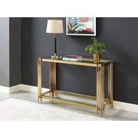Vente-unique 1 - Shelf Side Table - Tempered Glass & Stainless Steel - Gold