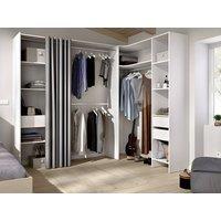 Vente-unique Extendable Corner Open Wardrobe - W164/214 Cm - White & Grey