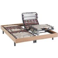 Vente-unique Electric Adjustable Upholstered Bed Base - Slats & 2X25 Discs - 2 X in Light Oak | Size: Single
