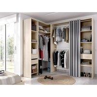 Vente-unique Extendable Corner Open Wardrobe - W164/214 Cm - Oak & Grey - GONTRAN in Light Oak