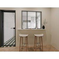 Vente-unique Sliding Glass Partition In Powder-Coated Aluminium - Black - 120 X 105