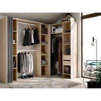 Vente-unique Extendable Corner Open Wardrobe - W164/234 Cm - Oak & Grey - DORIAN in Light Oak