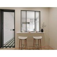 Vente-unique Sliding Glass Partition In Powder-Coated Aluminium - Black - 120 X 130