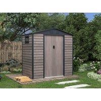 Vente-unique Galvanised Steel Garden Shed - Grey Wood Effect - 2.79 M - ADELMO