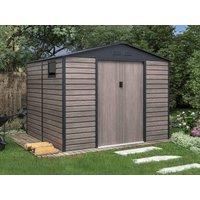 Vente-unique Galvanised Steel Garden Shed - Grey Wood Effect - 7.17 M - ADELMO