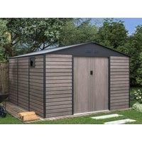Vente-unique Galvanised Steel Garden Shed - Grey Wood Effect - 13.12 M - ADELMO