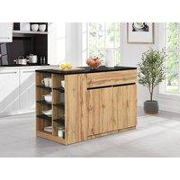 Vente-unique Central Kitchen Island With Storage - Black & Natural - MEILI
