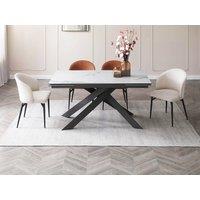 Vente-unique 6 - 10 Seater Extendable Dining Table In Ceramic & Metal - White and in Grey