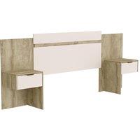 Vente-unique Extendable Headboard With Bedside Tables - 140/160 Cm - Natural and in Light Oak | Size: Double