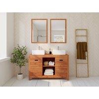 Vente-unique Acacia Wood Bathroom Unit With Double Basin & Mirrors - 130 Cm in Walnut