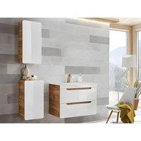 Vente-unique Bathroom Tall Unit - Natural & White - L35 X W32 X H68 Cm - ARUBA in Light Oak