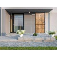 Vente-unique Solid Steel & Stainless Steel Front Door - H207 X W100 Cm - Oak in Light Oak