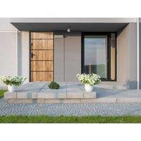 Vente-unique Solid Steel & Stainless Steel Front Door - H207 X W100 Cm - Oak in Light Oak