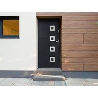 Vente-unique Steel Front Door With Stainless Steel - H207 X W100 Cm - Anthracite in Dark Grey
