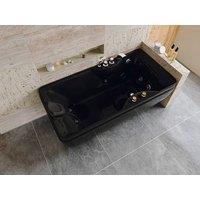 Vente-unique Whirlpool Bath - 150 X 75 X 54.5 Cm - Black - Right-Hand Corner