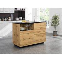 Vente-unique Central Kitchen Island With 2 Doors & 1 Open Shelf In MDF - Natural in Black