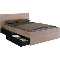 Vente-unique Bed With 2 Drawers 140 X 190 Cm - Natural & Black - VELONA | Size: Double