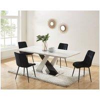 Vente-unique 8-Seat Dining Table In MDF & Stainless Steel - Black & White