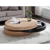 Vente-unique Round Swivelling Coffee Table With 1 MDF Compartment - Black & Light